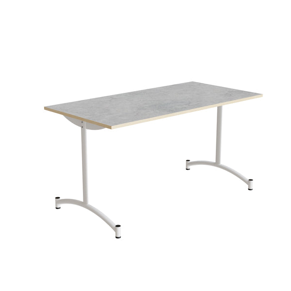 Tranås Skolmöbler Bord Zeb 231, 1400x700 mm Højde 720 mm, Lys grå linoleum, Hvidt stel – Kantineborde