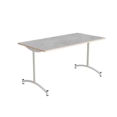 Bord Zeb 231, 1400x700 mm Højde 720 mm, Lys grå linoleum, Hvidt stel