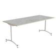 Tranås Skolmöbler Bord Zeb 231, 1800x800 mm Højde 720 mm, Lys grå linoleum, Hvidt stel – Kantineborde