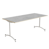 Bord Zeb 231, 1800x800 mm Højde 720 mm, Lys grå linoleum, Hvidt stel