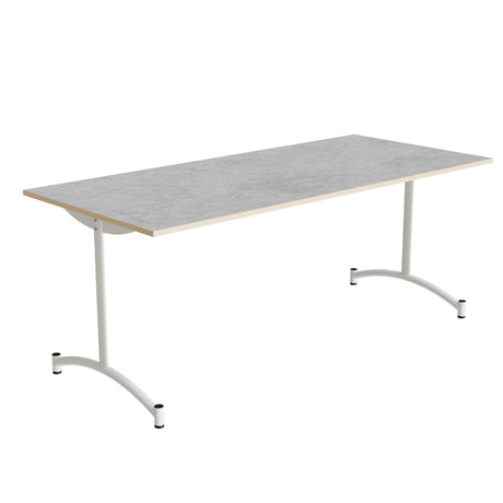 Bord Zeb 231, 1800x800 mm Højde 720 mm, Lys grå linoleum, Hvidt stel