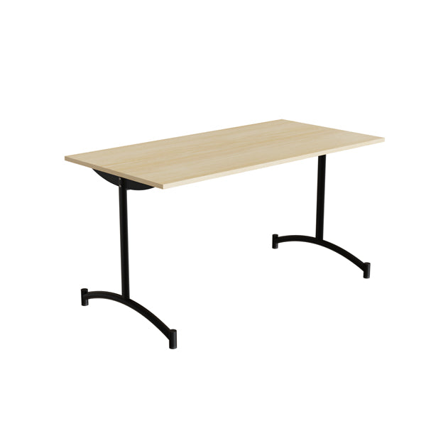 Tranås Skolmöbler Bord Zeb 231, 1400x700 mm Højde 720 mm, Lydabsorberende birk laminat, Sort stel – Kantineborde