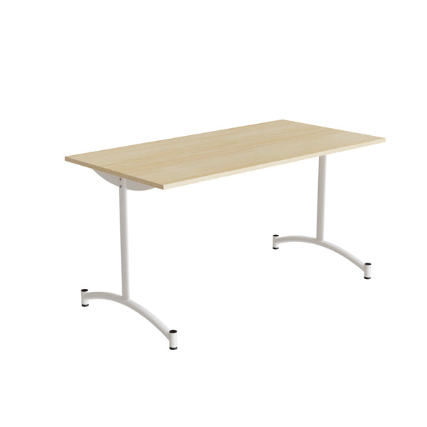 Tranås Skolmöbler Bord Zeb 231, 1400x700 mm Højde 720 mm, Lydabsorberende birk laminat, Hvidt stel – Kantineborde