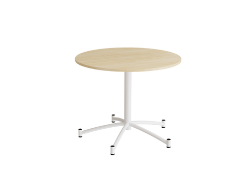 Rundt bord Zam Ø900 mm, birk laminat på hvidt stel