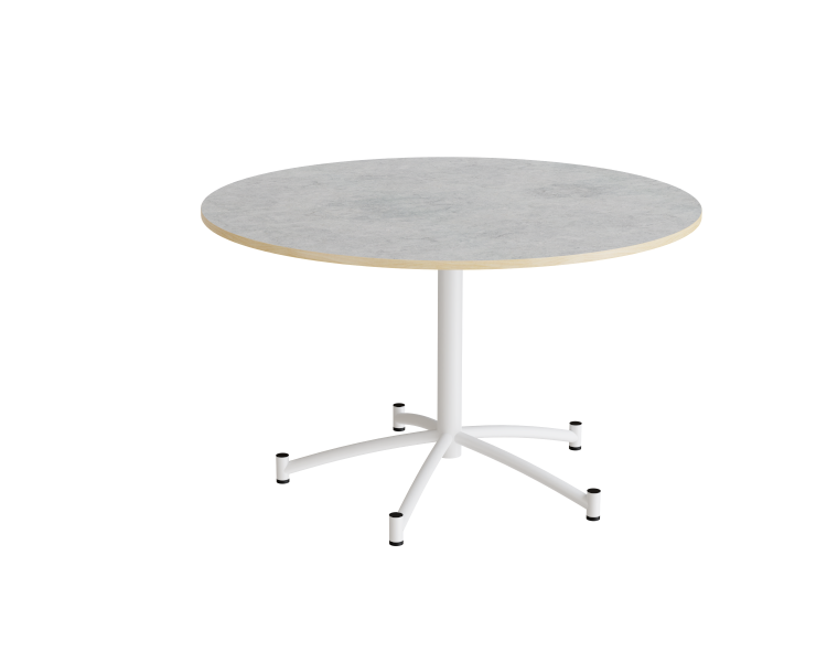 Rundt bord Zam Ø1200 mm, lysegrå linoleum på hvidt stel