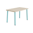 Tranås Skolmöbler Bord Add 590, 1200x700 mm højde 720 mm med hvidpigmenteret eg, turkis stel – Caféborde
