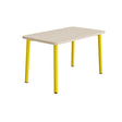 Tranås Skolmöbler Bord Add 590, 1200x700 mm højde 720 mm med hvidpigmenteret eg, gult stel – Caféborde