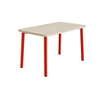 Tranås Skolmöbler Bord Add 590, 1200x700 mm højde 720 mm med lydabsorberende hvidpigmenteret eg, rød stel – Caféborde