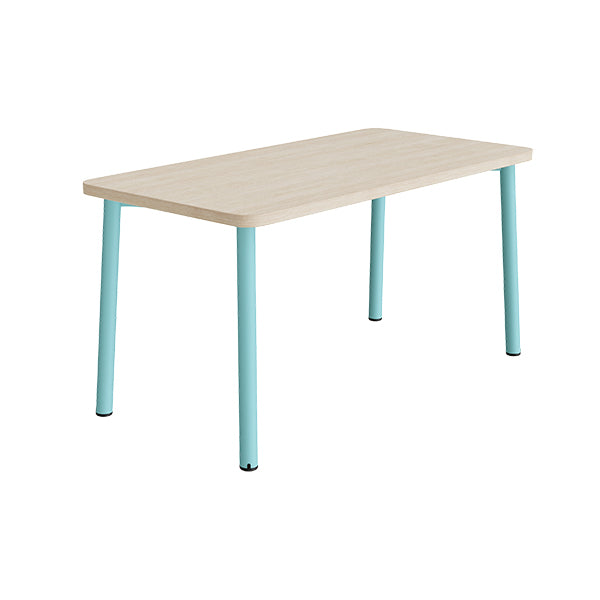 Tranås Skolmöbler Bord Add 590, 1400x700 mm højde 720 mm med hvidpigmenteret eg, turkis stel – Caféborde