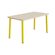 Tranås Skolmöbler Bord Add 590, 1400x700 mm højde 720 mm med lydabsorberende hvidpigmenteret eg, gult stel – Caféborde
