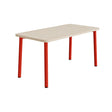 Tranås Skolmöbler Bord Add 590, 1400x700 mm højde 720 mm med hvidpigmenteret eg, rød stel – Caféborde