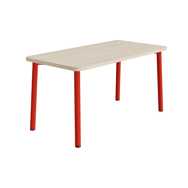 Tranås Skolmöbler Bord Add 590, 1400x700 mm højde 720 mm med hvidpigmenteret eg, rød stel – Caféborde