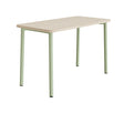 Tranås Skolmöbler Bord Add 590, 1400x700 mm højde 900 mm med lydabsorberende hvidpigmenteret eg, grønt stel – Caféborde