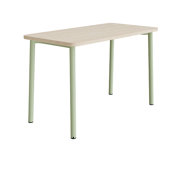 Tranås Skolmöbler Bord Add 590, 1400x700 mm højde 900 mm med lydabsorberende hvidpigmenteret eg, grønt stel – Caféborde