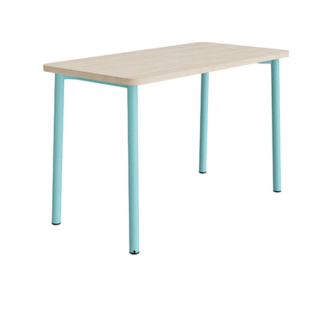 Tranås Skolmöbler Bord Add 590, 1400x700 mm højde 900 mm med lydabsorberende hvidpigmenteret eg, turkis stel – Caféborde