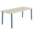 Tranås Skolmöbler Bord Add 590, 1800x800 mm højde 720 mm med hvidpigmenteret eg, blåt stel – Caféborde