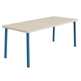 Bord Add 590, 1800x800 mm højde 720 mm med lydabsorberende hvidpigmenteret eg, blåt stel