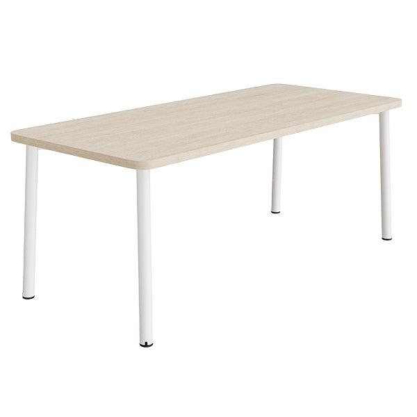 Tranås Skolmöbler Bord Add 590, 1800x800 mm højde 720 mm med hvidpigmenteret eg, hvidt stel – Caféborde