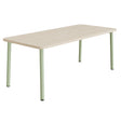Tranås Skolmöbler Bord Add 590, 1800x800 mm højde 720 mm med lydabsorberende hvidpigmenteret eg, grønt stel – Caféborde