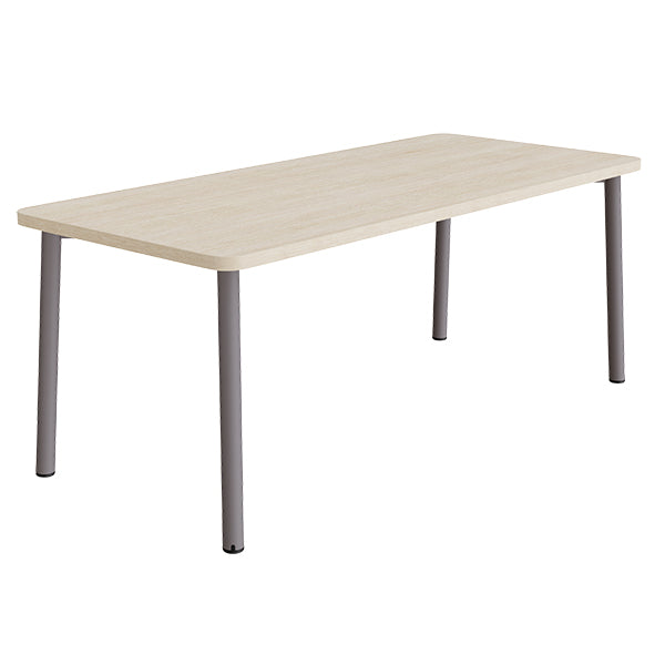 Tranås Skolmöbler Bord Add 590, 1800x800 mm højde 720 mm med lydabsorberende hvidpigmenteret eg, gråt stel – Caféborde