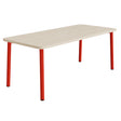 Tranås Skolmöbler Bord Add 590, 1800x800 mm højde 720 mm med lydabsorberende hvidpigmenteret eg, rød stel – Caféborde