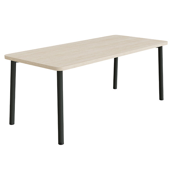 Tranås Skolmöbler Bord Add 590, 1800x800 mm højde 720 mm med lydabsorberende hvidpigmenteret eg, sortoliven stel – Caféborde