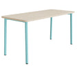 Tranås Skolmöbler Bord Add 590, 1800x800 mm højde 900 mm med lydabsorberende hvidpigmenteret eg, turkis stel – Caféborde