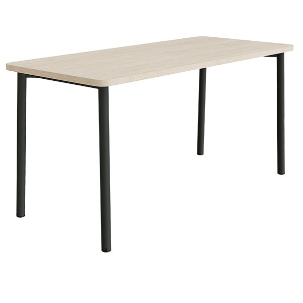 Tranås Skolmöbler Bord Add 590, 1800x800 mm højde 900 mm med lydabsorberende hvidpigmenteret eg, sortoliven stel – Caféborde