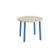 Bord Add 590, Ø900 mm, højde 720 mm, hvidpigmenteret eg laminat på blåt stel