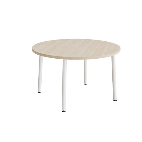 Bord Add 590, Ø1200 mm, højde 720 mm, hvidpigmenteret eg laminat på hvidt stel