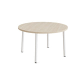 Bord Add 590, Ø1200 mm, højde 720 mm, hvidpigmenteret eg laminat på hvidt stel