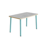 Bord Add 590, 1200x700 mm højde 720 mm med lys grå linoleum, turkis stel