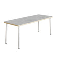Tranås Skolmöbler Bord Add 590, 1400x700 mm højde 900 mm med lys grå linoleum, hvidt stel – Caféborde
