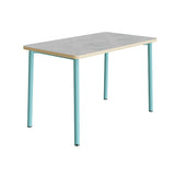 Bord Add 590, 1800x800 mm højde 720 mm med lys grå linoleum, turkis stel