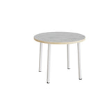 Bord Add 590, Ø900 mm, højde 720 mm, lys grå linoleum på hvidt stel
