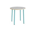 Bord Add 590, Ø900 mm, højde 900 mm, lys grå linoleum på turkis stel