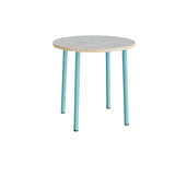 Bord Add 590, Ø900 mm, højde 900 mm, lys grå linoleum på turkis stel