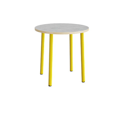 Bord Add 590, Ø900 mm, højde 900 mm, lys grå linoleum på gult stel