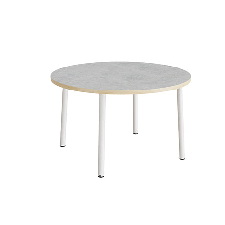 Bord Add 590, Ø1200 mm, højde 720 mm, lys grå linoleum på hvidt stel