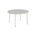 Bord Add 590, Ø1200 mm, højde 720 mm, lys grå linoleum på hvidt stel