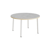Bord Add 590, Ø1200 mm, højde 720 mm, lys grå linoleum på hvidt stel