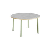 Bord Add 590, Ø1200 mm, højde 720 mm, lys grå linoleum på grønt stel