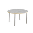 Bord Add 590, Ø1200 mm, højde 720 mm, lys grå linoleum på alu stel