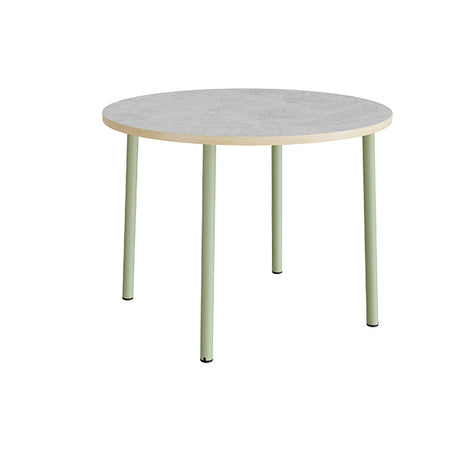 Bord Add 590, Ø1200 mm, højde 900 mm, lys grå linoleum på grønt stel