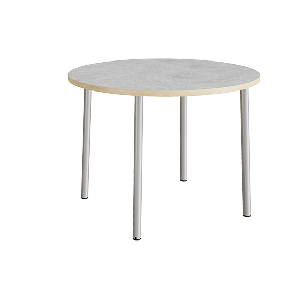 Bord Add 590, Ø1200 mm, højde 900 mm, lys grå linoleum på alu stel