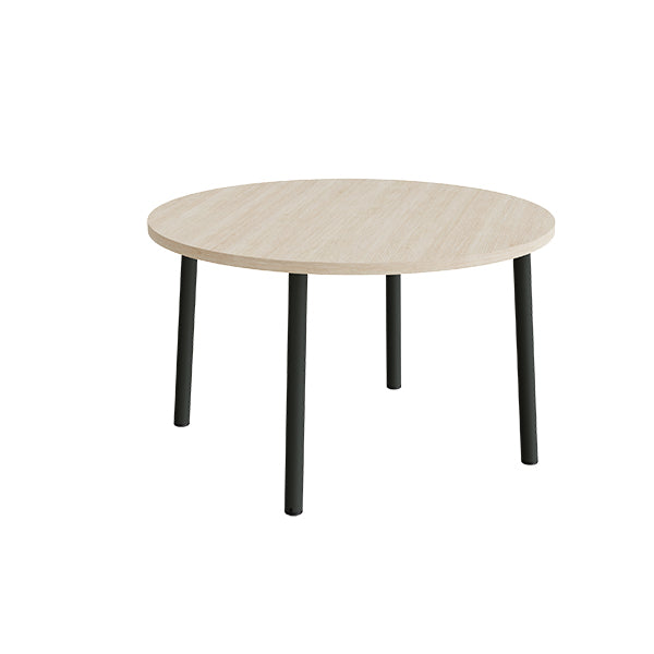 Bord Add 590, Ø1200 mm, højde 720 mm, lyddæmpende hvidpigmenteret eg laminat på sortoliven stel