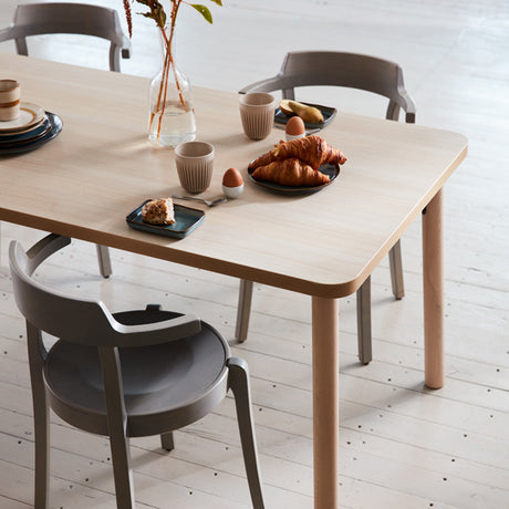 Bord Add Wood 590 1800x700 mm Højde 720 mm med hvidpigmenteret eg laminat, massivt træben – image 2