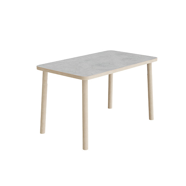 Tranås Skolmöbler Bord Add Wood 590 1200x700 mm Højde 720 mm med lys grå linoleum, massivt træben – Caféborde