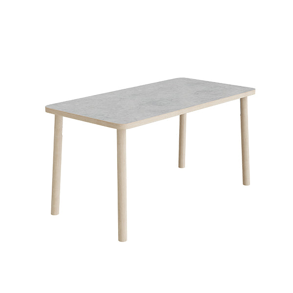 Tranås Skolmöbler Bord Add Wood 590 1400x700 mm Højde 720 mm med lys grå linoleum, massivt træben – Caféborde
