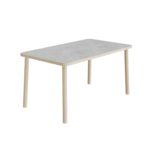 Tranås Skolmöbler Bord Add Wood 590 1400x800 mm Højde 720 mm med lys grå linoleum, massivt træben – Caféborde